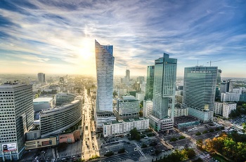 A view of the Warsaw skyline - the city is implementing a smart city project